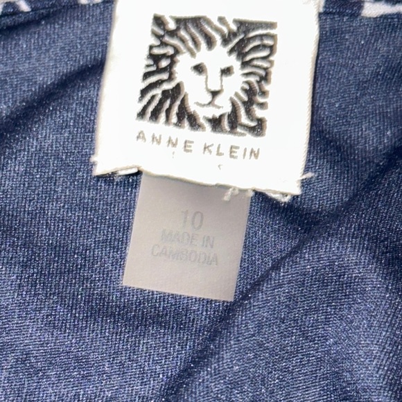 ANNE KLEIN AK Women’s V-Neck Sleeveless Geometric Print Dress - Navy & White 10 - Picture 6 of 8